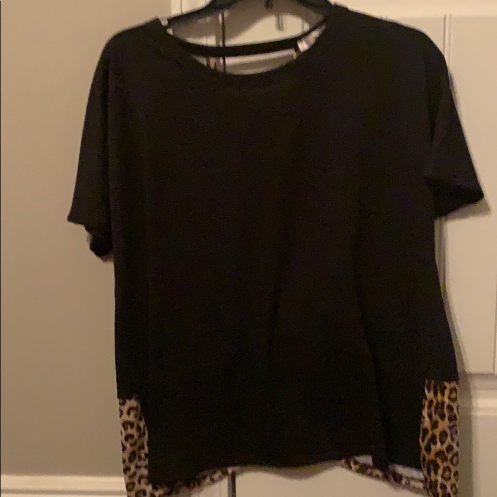 Leopard trim open back top